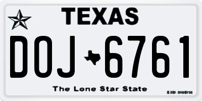 TX license plate DOJ6761