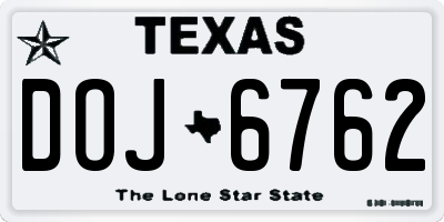 TX license plate DOJ6762