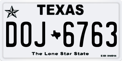 TX license plate DOJ6763