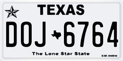 TX license plate DOJ6764