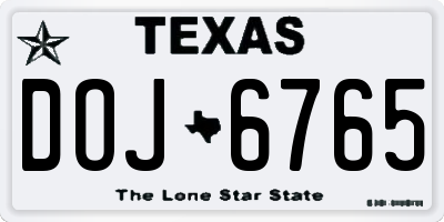 TX license plate DOJ6765