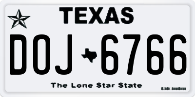 TX license plate DOJ6766