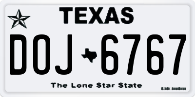 TX license plate DOJ6767