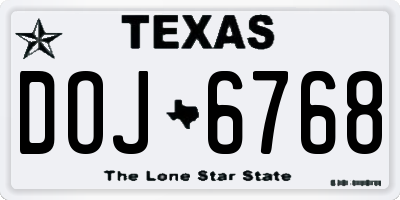 TX license plate DOJ6768