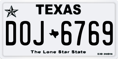 TX license plate DOJ6769