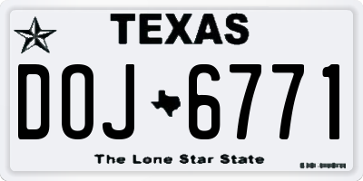 TX license plate DOJ6771