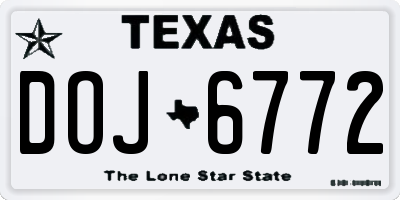 TX license plate DOJ6772