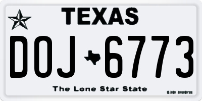 TX license plate DOJ6773