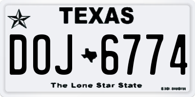 TX license plate DOJ6774