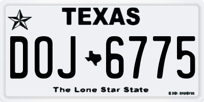 TX license plate DOJ6775