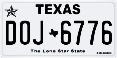 TX license plate DOJ6776