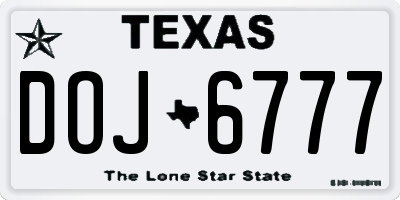 TX license plate DOJ6777