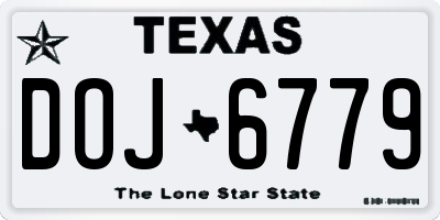 TX license plate DOJ6779