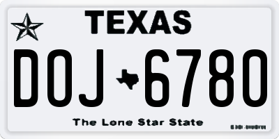 TX license plate DOJ6780