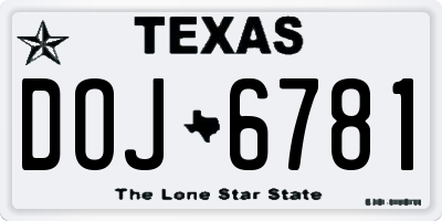 TX license plate DOJ6781