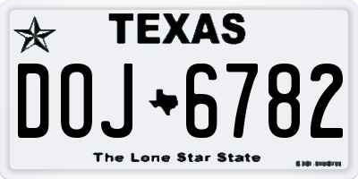 TX license plate DOJ6782