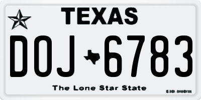 TX license plate DOJ6783