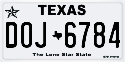 TX license plate DOJ6784