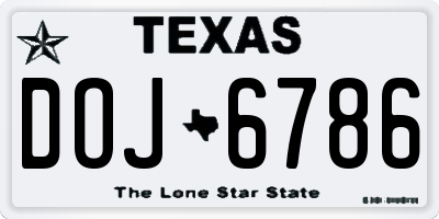 TX license plate DOJ6786