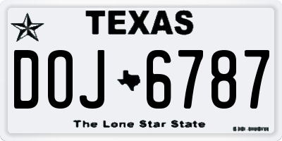 TX license plate DOJ6787
