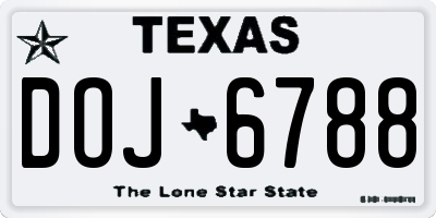 TX license plate DOJ6788