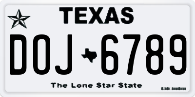 TX license plate DOJ6789