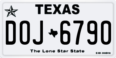 TX license plate DOJ6790