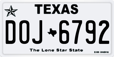 TX license plate DOJ6792