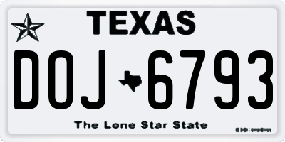 TX license plate DOJ6793
