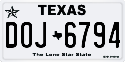 TX license plate DOJ6794