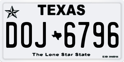 TX license plate DOJ6796