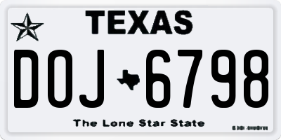 TX license plate DOJ6798