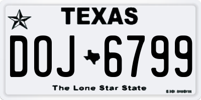 TX license plate DOJ6799