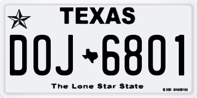 TX license plate DOJ6801
