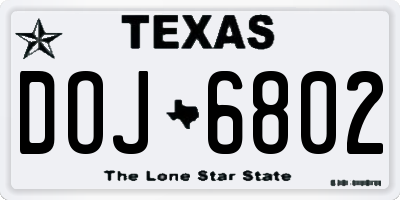 TX license plate DOJ6802