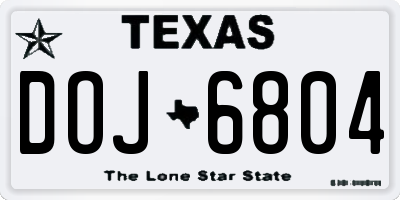 TX license plate DOJ6804