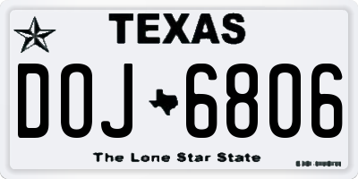 TX license plate DOJ6806