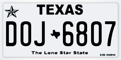 TX license plate DOJ6807