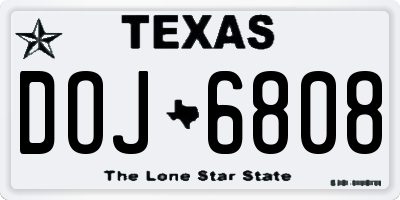 TX license plate DOJ6808