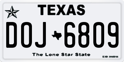 TX license plate DOJ6809