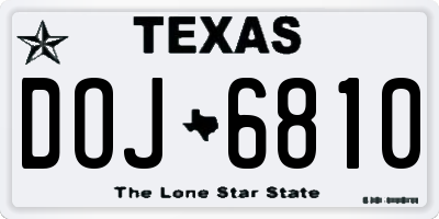 TX license plate DOJ6810