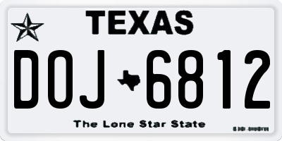 TX license plate DOJ6812