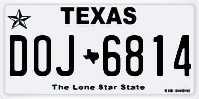 TX license plate DOJ6814