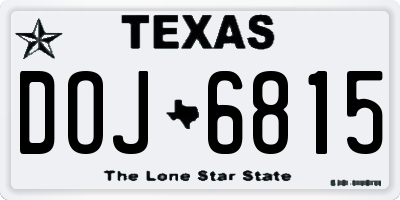 TX license plate DOJ6815