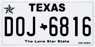 TX license plate DOJ6816
