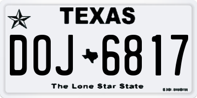 TX license plate DOJ6817