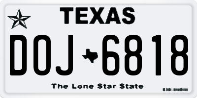 TX license plate DOJ6818
