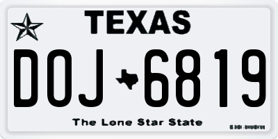 TX license plate DOJ6819
