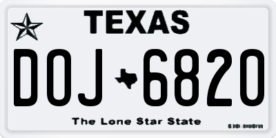 TX license plate DOJ6820