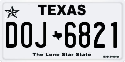 TX license plate DOJ6821